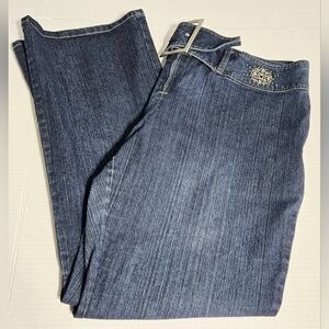 Vintage Y2K Med Dark‎ Wash Wide Leg Jeans No Boundaries Stretch Juniors 21